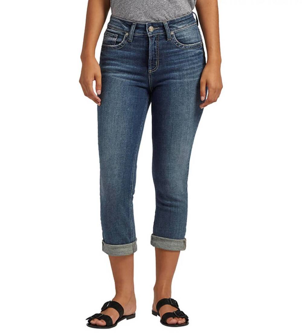 NEW SILVER JEANS CO avery high rise capri jeans - plus in indigo